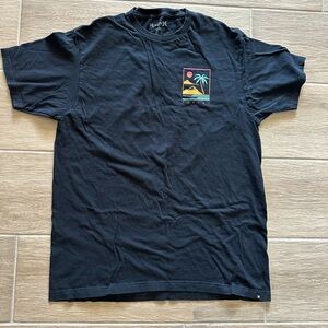 Hurley men’s tshirt, black, multicolor tropical, neon, large